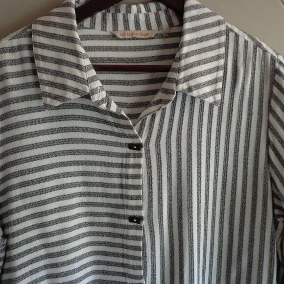 NWOT Soft Surroundings Striped Asymmetrical Tunic L Black/White Button Closure - Picture 4 of 16